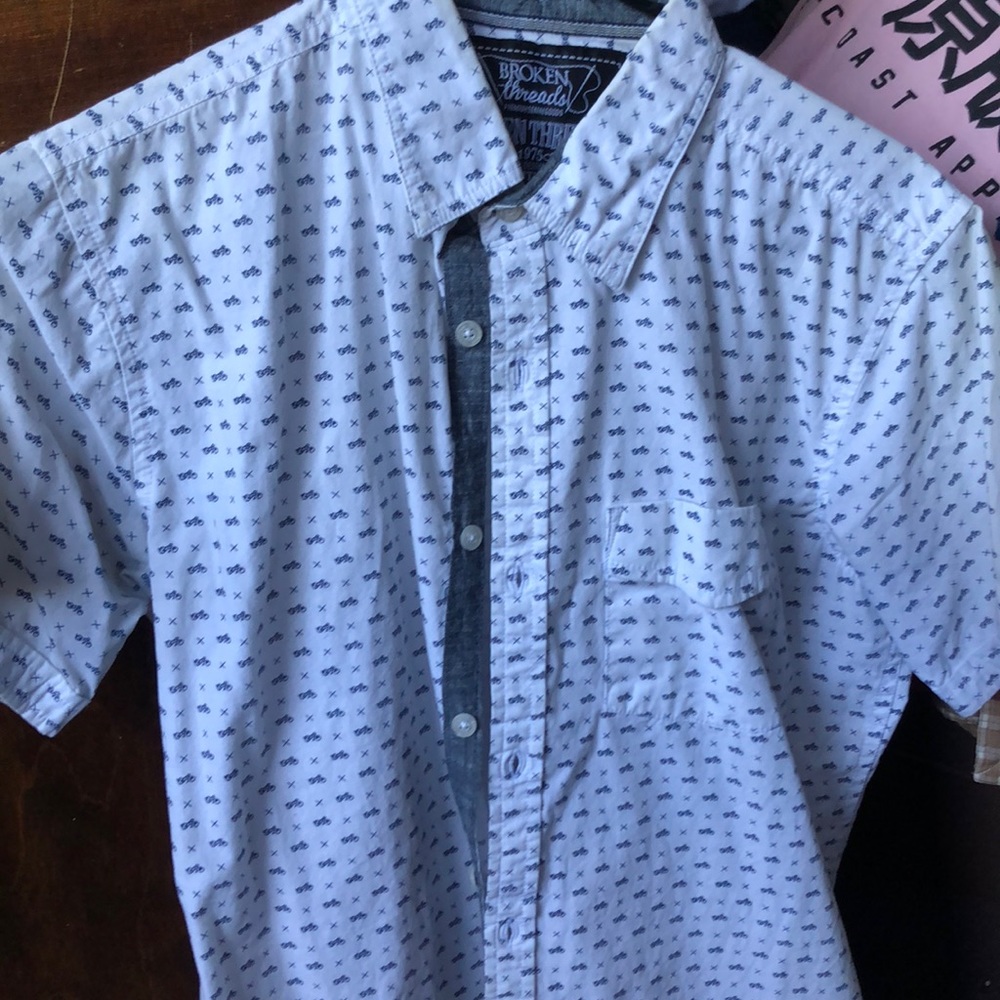 Brand new men’s button up with motorcycles